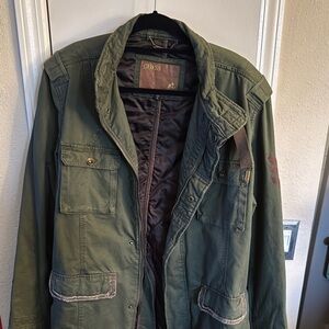 GUESS Men's Green Jacket Military Style XL